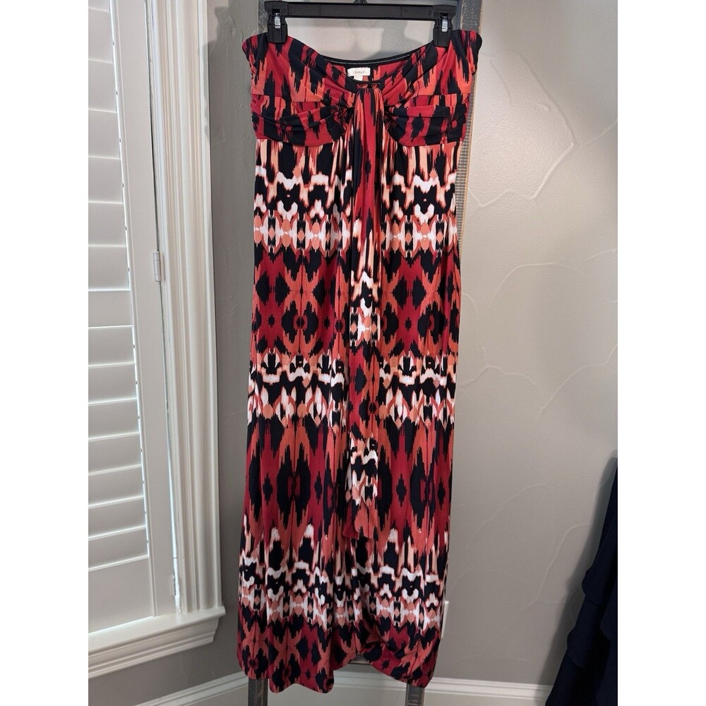 Soma Faye Halter/strapless Maxi Dress Women's Large Orange and Black Soft Knit